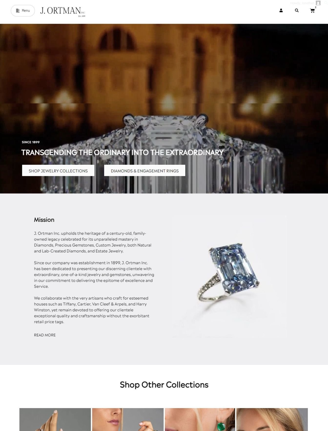 Home 10 Custom jewelry e-commerce web design in the USA - website example