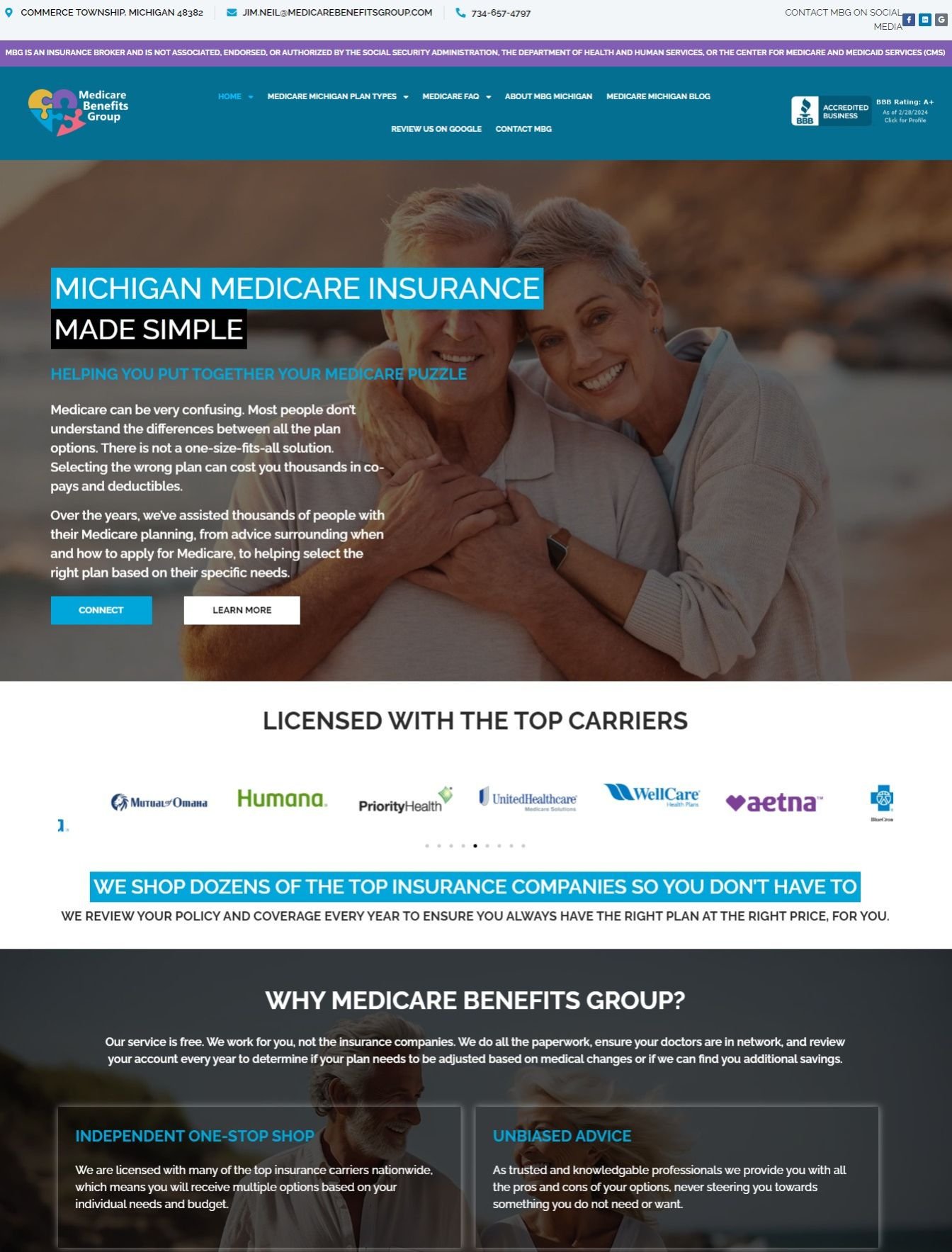 Custom Medicare agency web design in the USA - website example