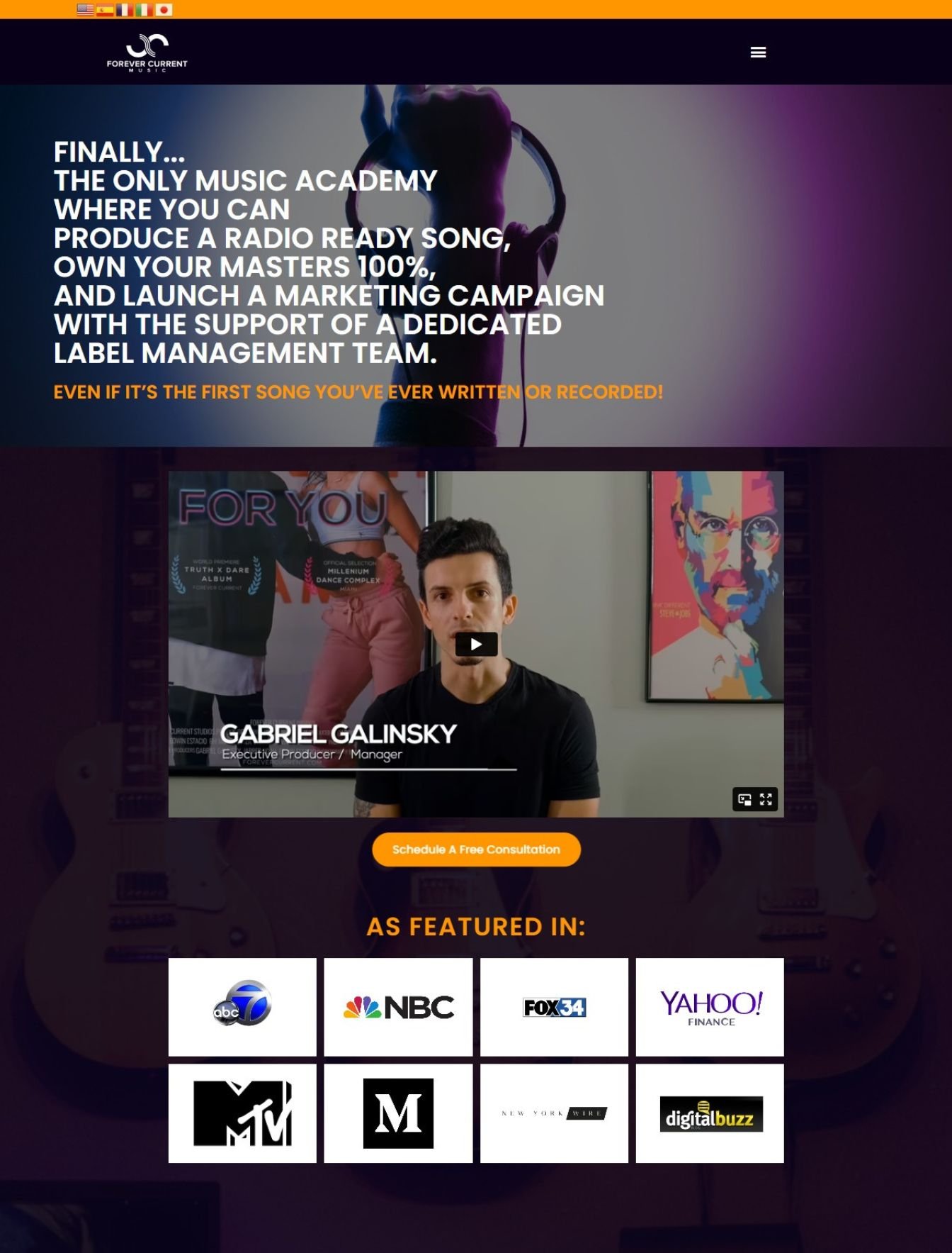 Custom music label web design in the USA - website example