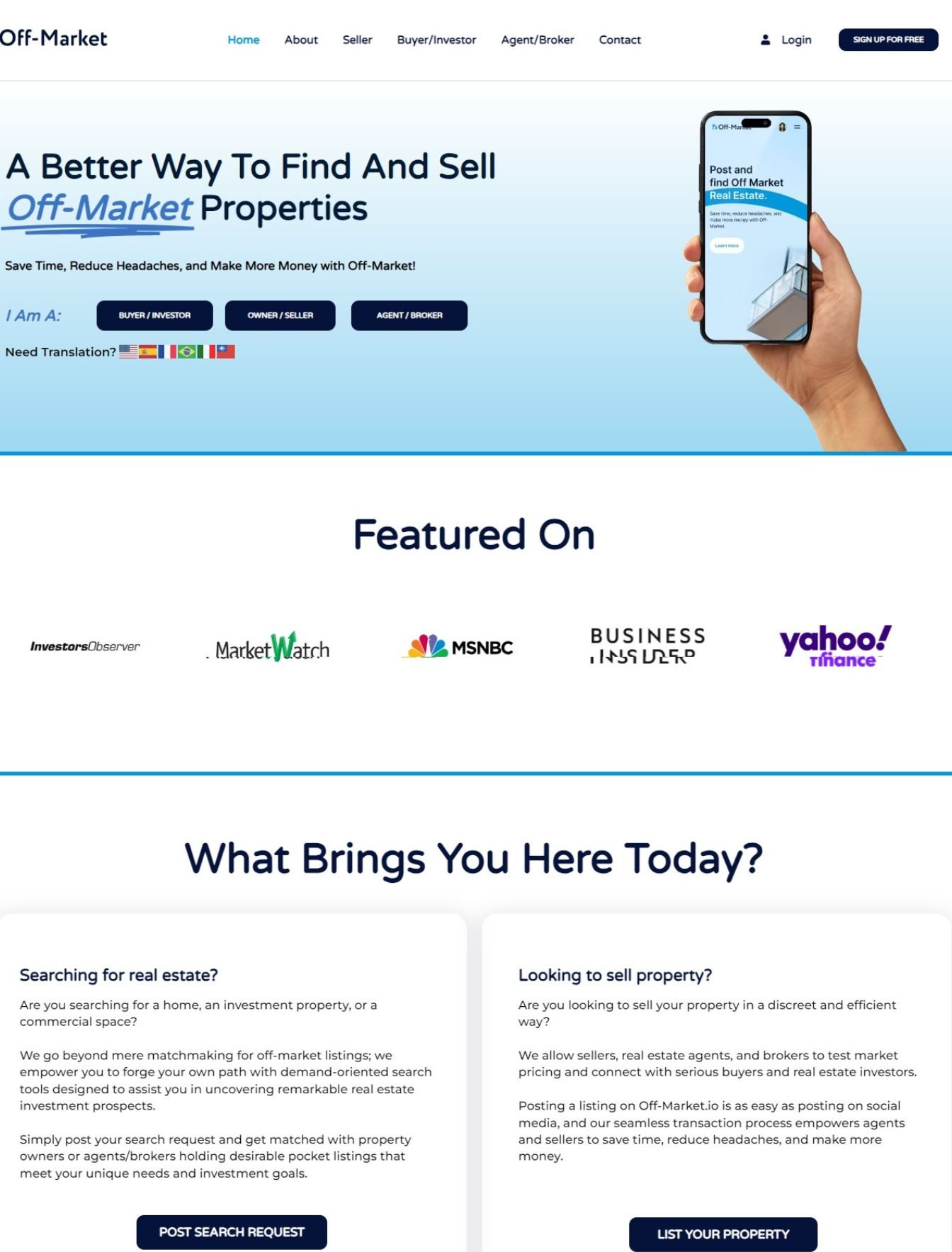 Home 2 Web design company in the USA - Off-Market website project