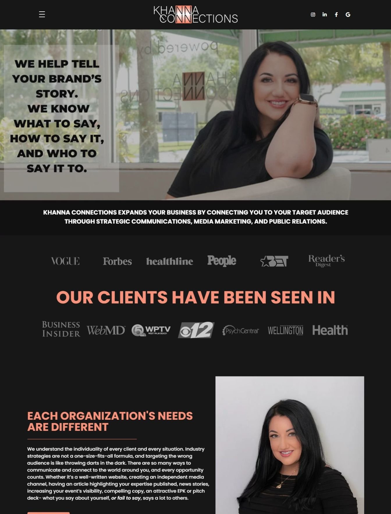 Custom business consulting web design in the USA - website example