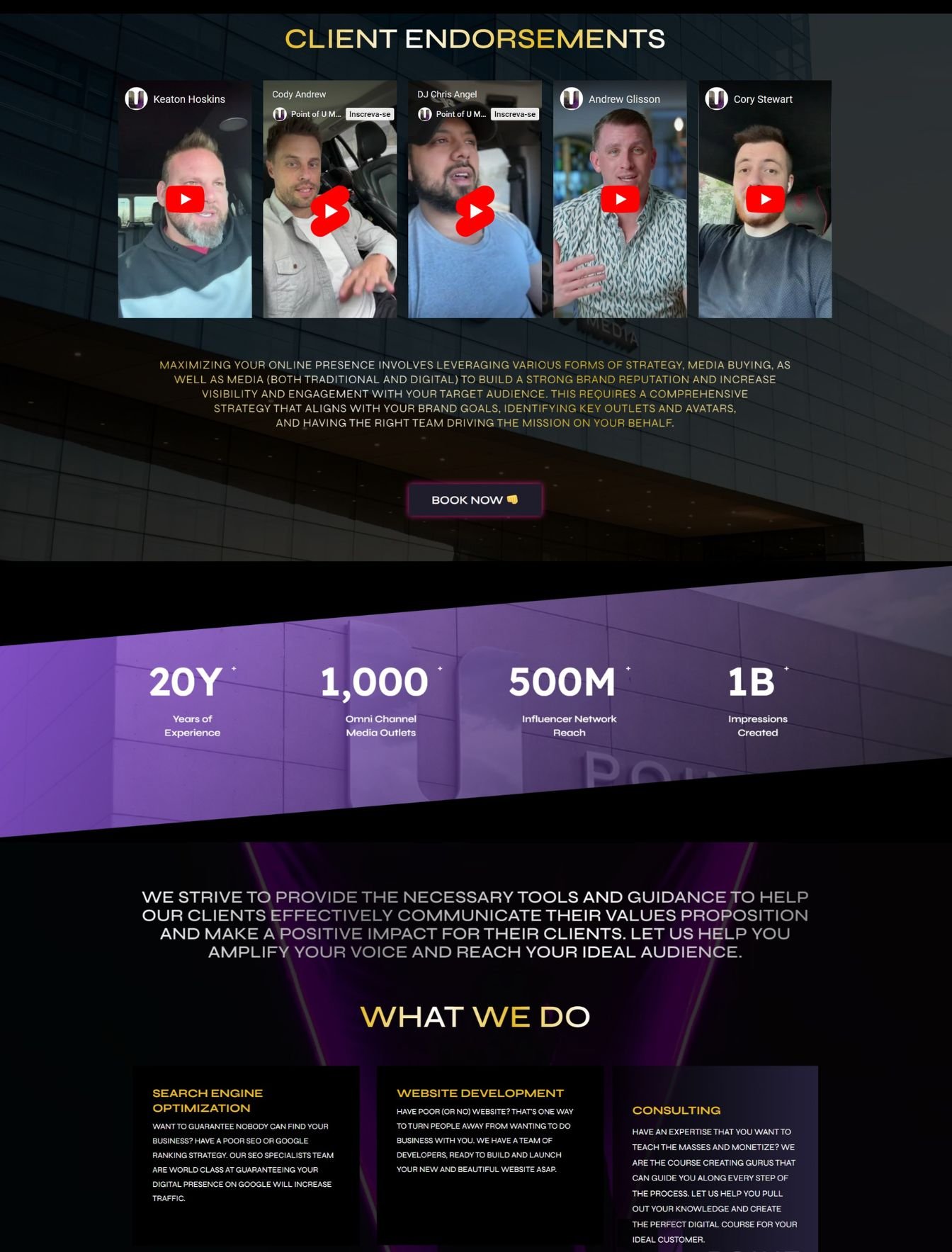 Custom media agency web design in the USA - website example