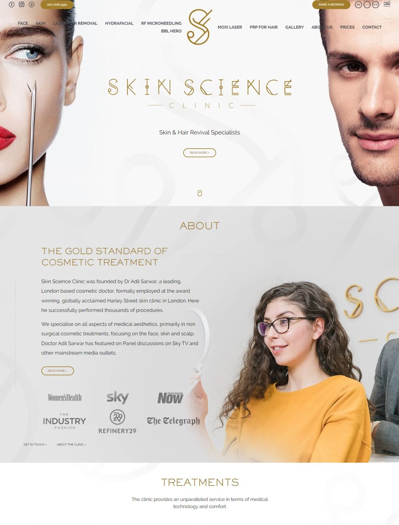 Home 14 Custom skincare clinic web design in the USA - website example