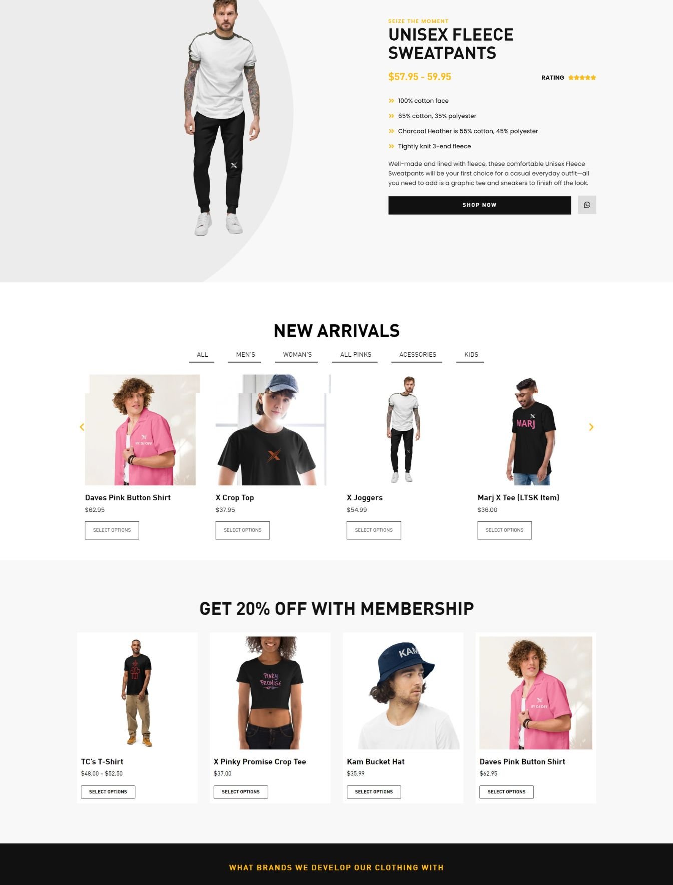 Custom sports brand web design in the USA - website example