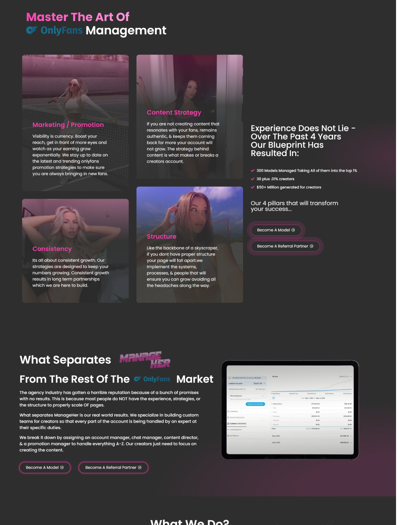 Custom creator agency web design in the USA - website example