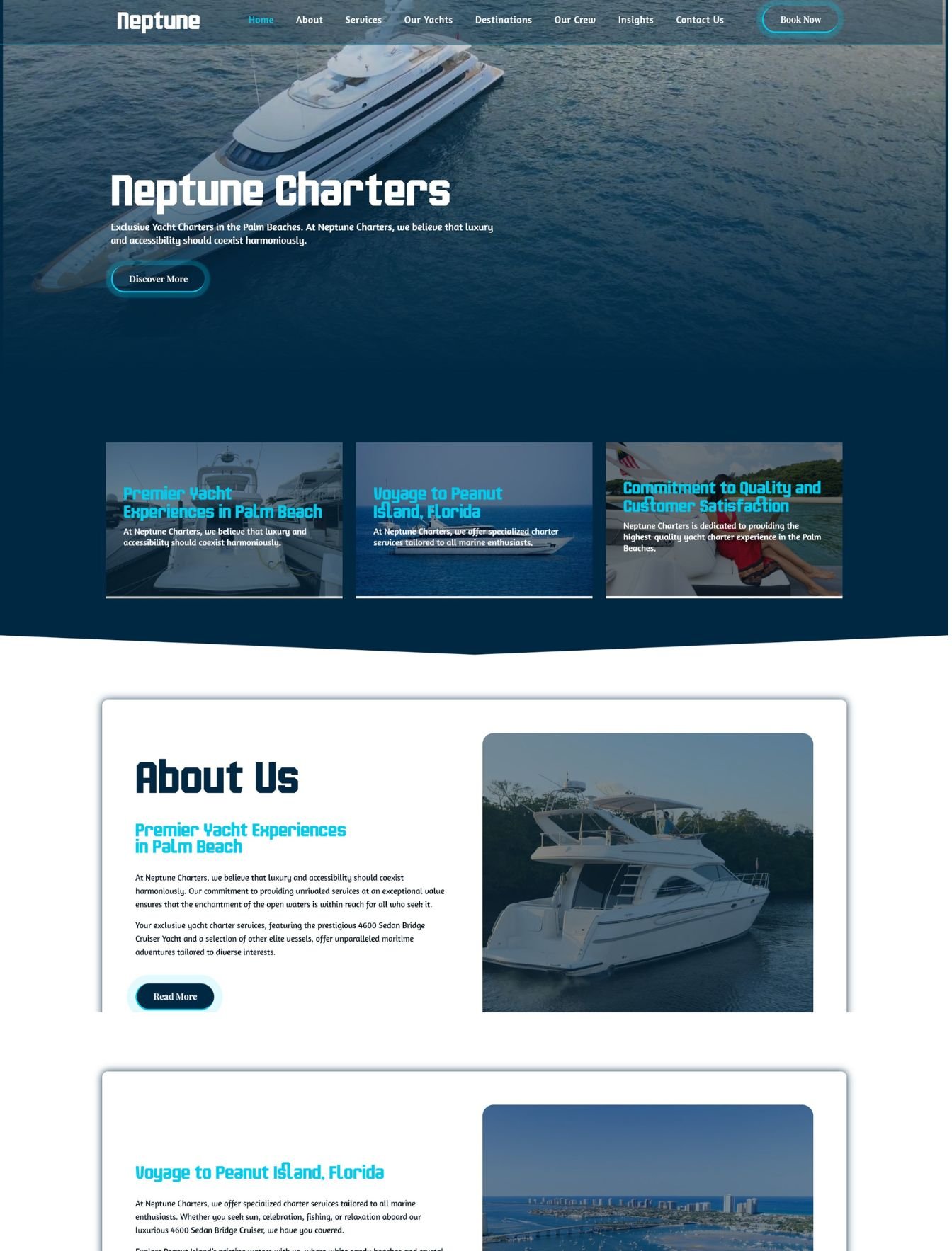 Home 16 Custom yacht charter web design in the USA - website example