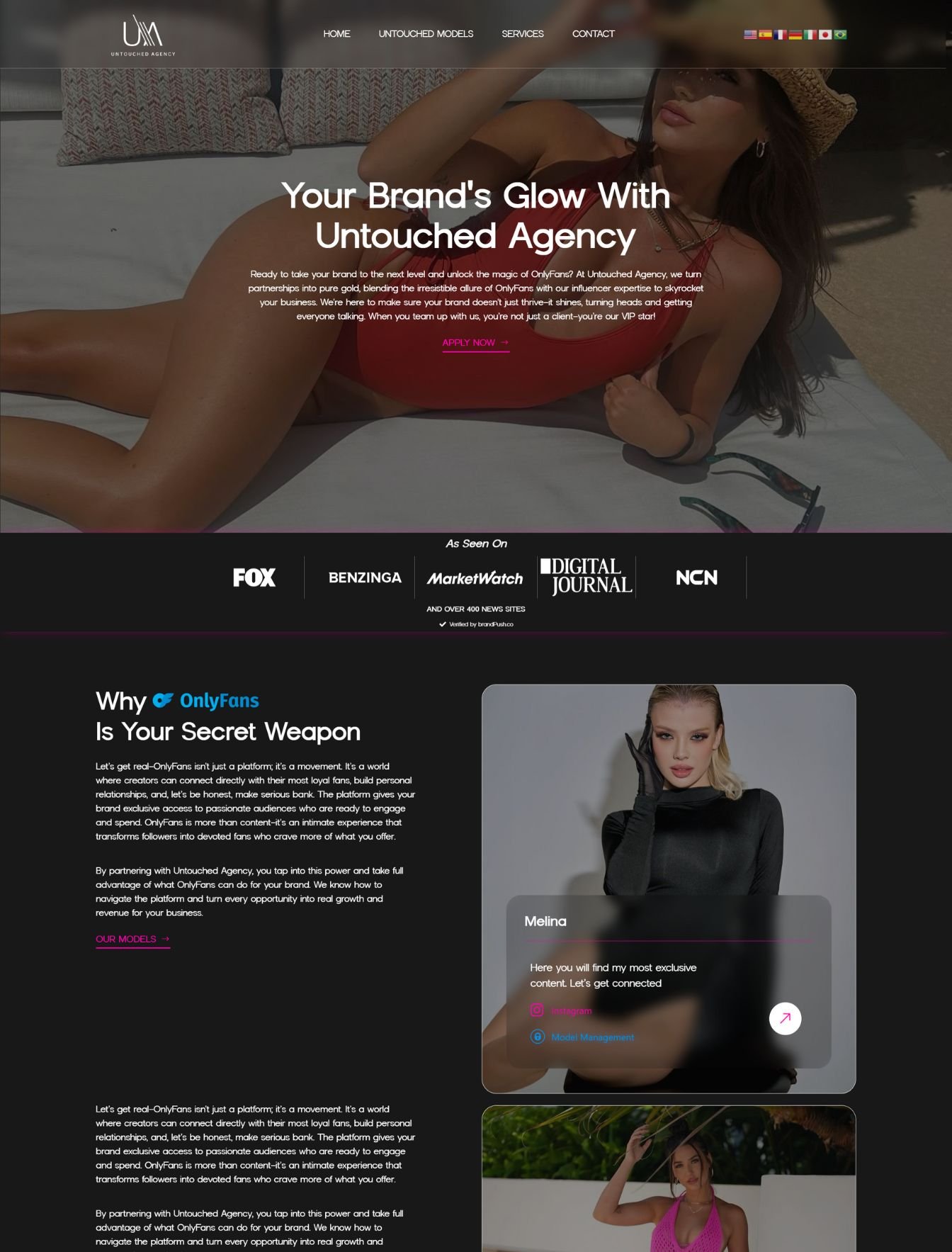 Home 20 Custom creator agency web design in the USA - website example