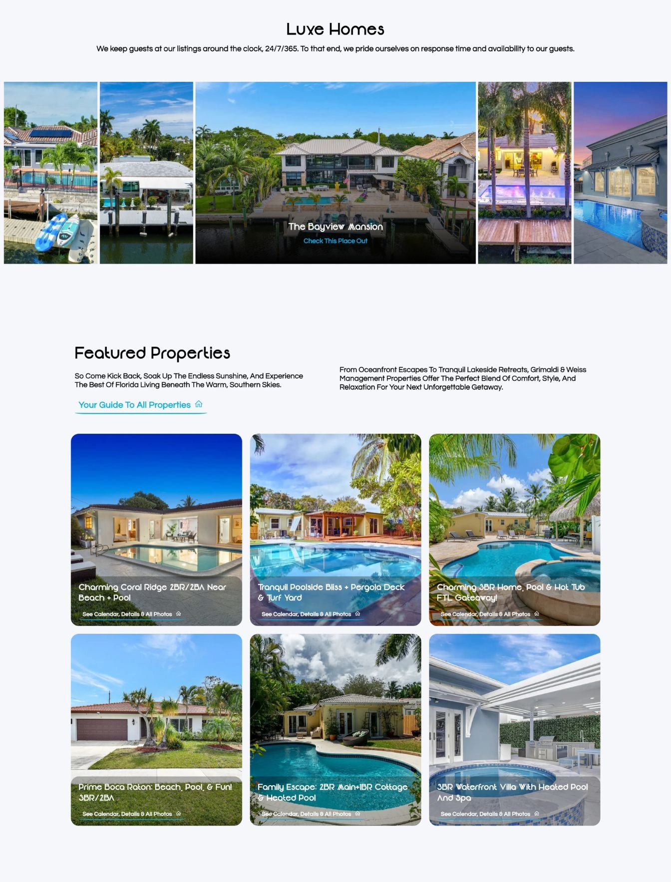 Home 3 Custom vacation rental web design in the USA - website example