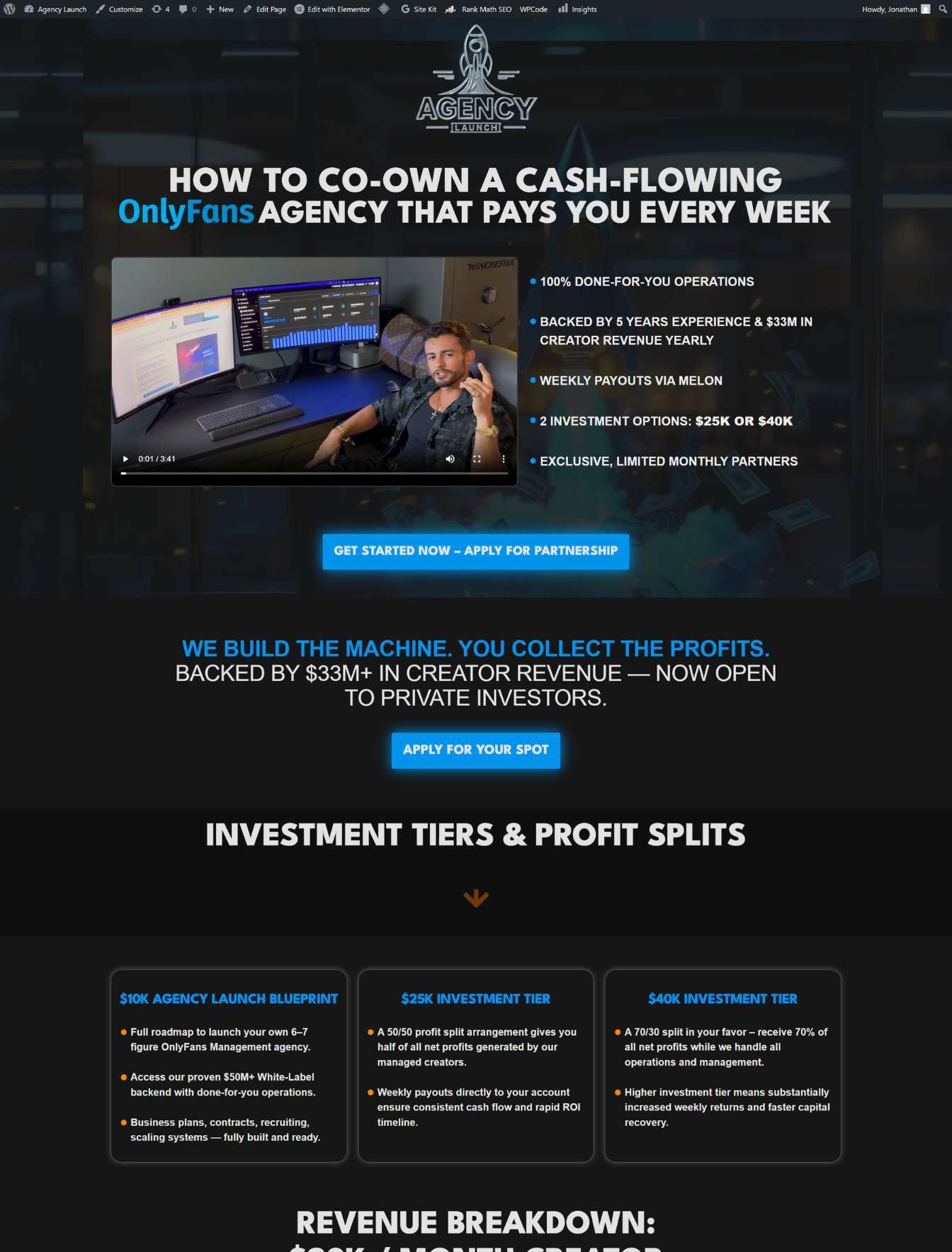 Custom business landing page web design in the USA - website example