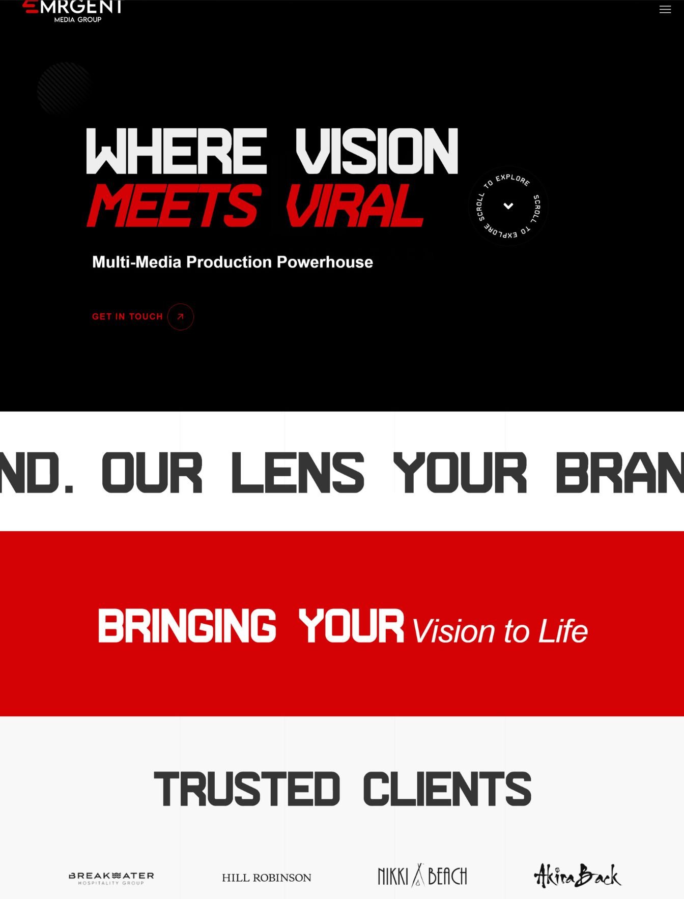 Custom media agency web design in the USA - website example