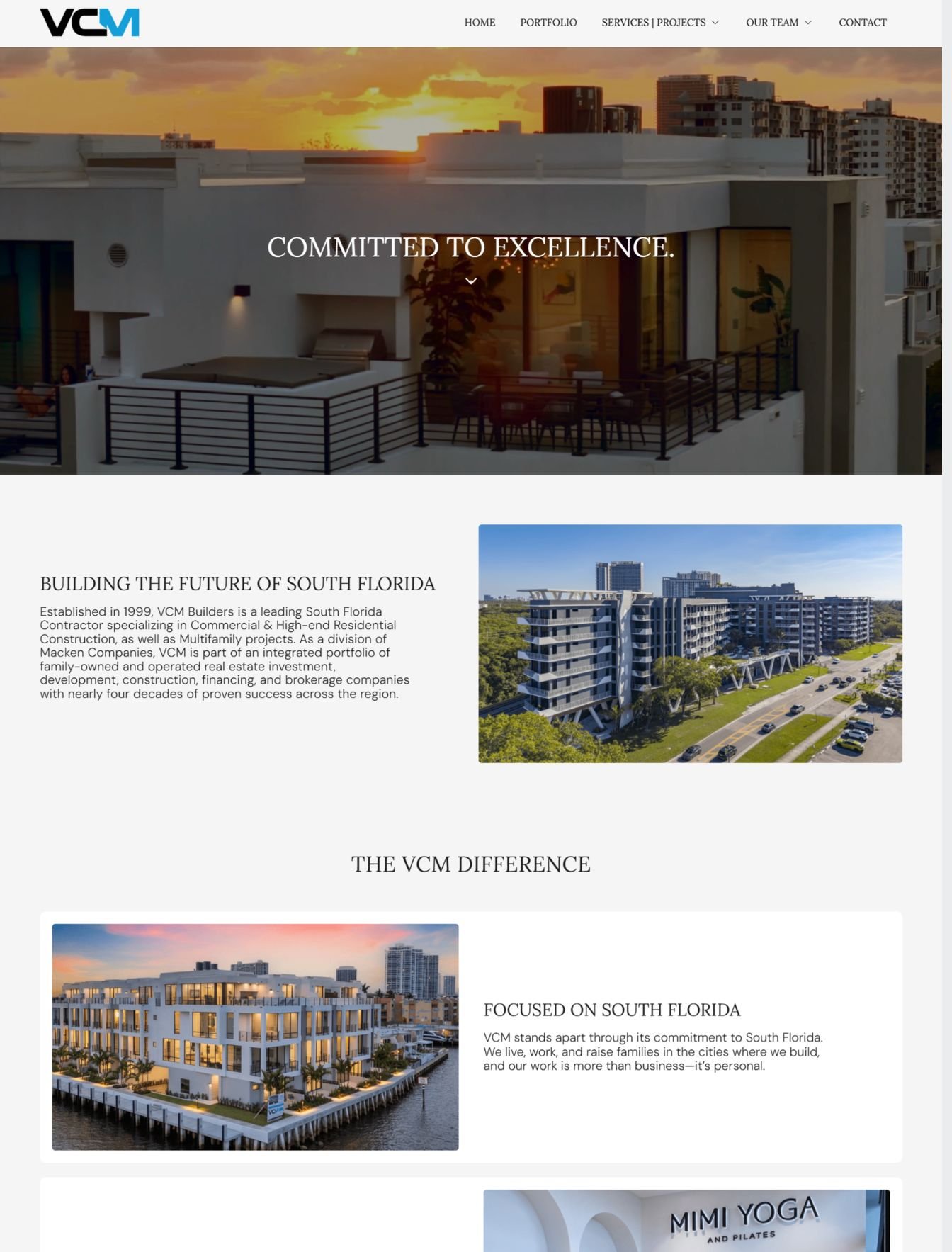 Custom construction company web design in the USA - website example