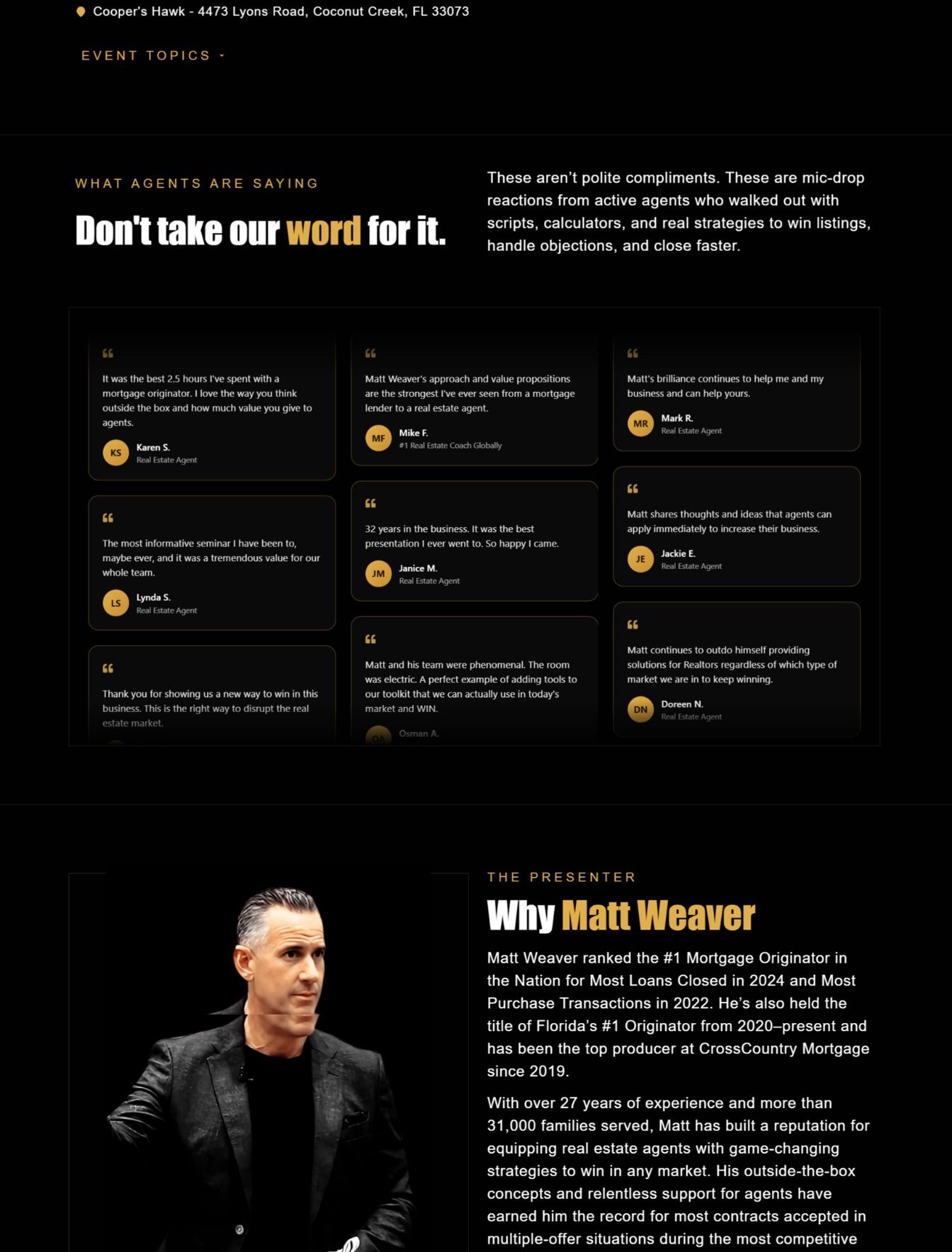 Real Estate Websites 20 Custom events web design in the USA - website example