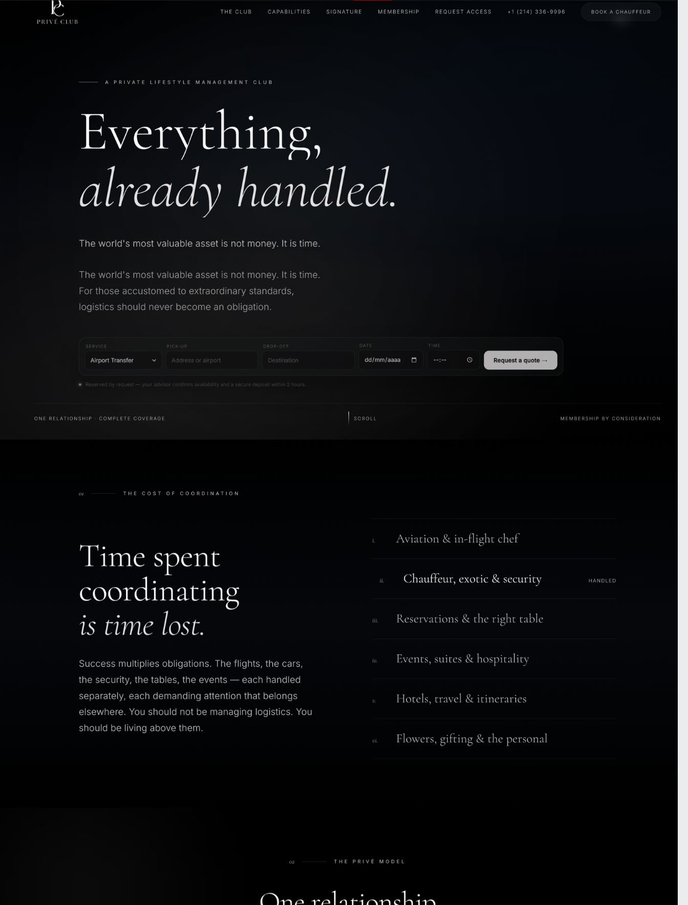 Custom luxury concierge web design in the USA - website example