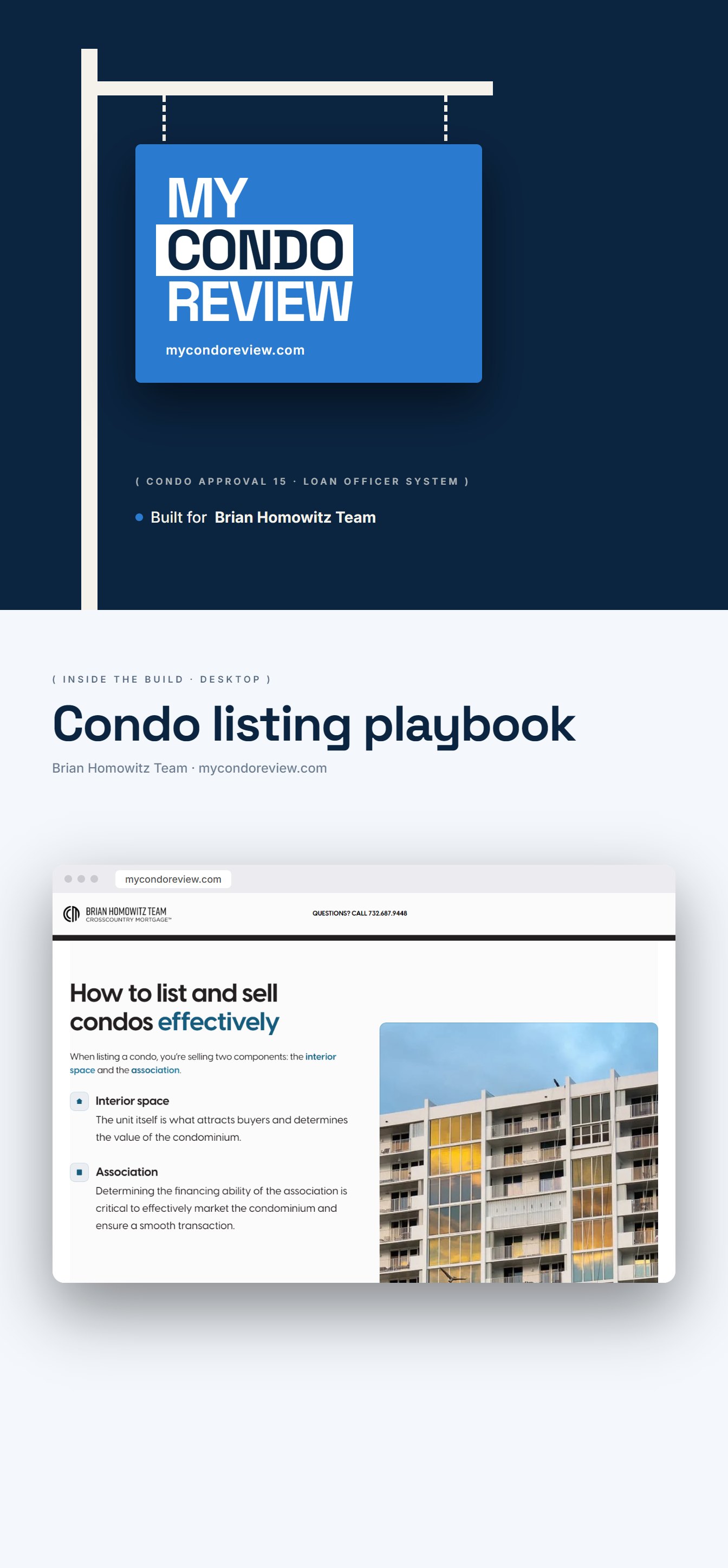 Portfolio 111 Custom condo approval web design in the USA - website example