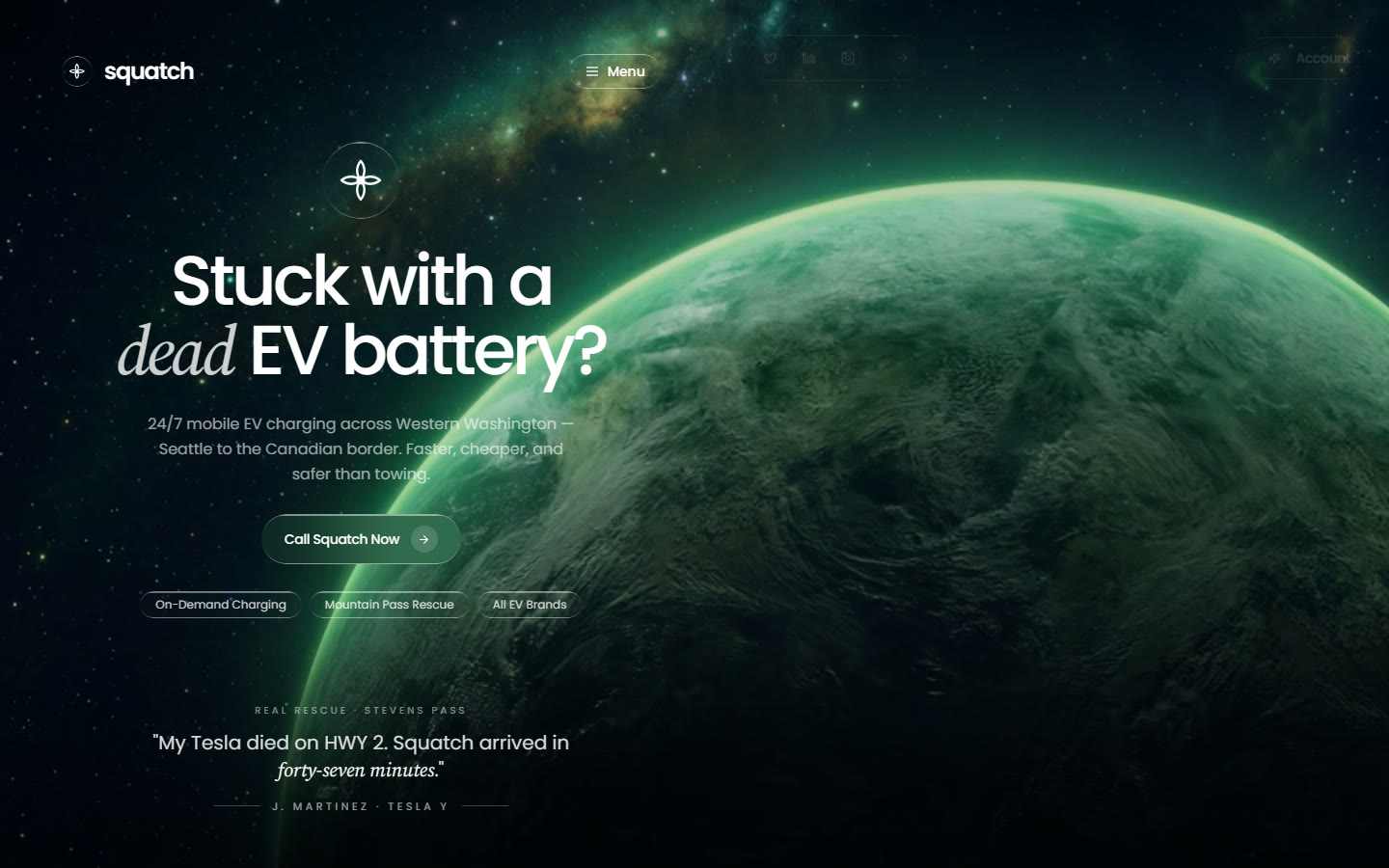 Custom EV charging service web design in the USA - website example
