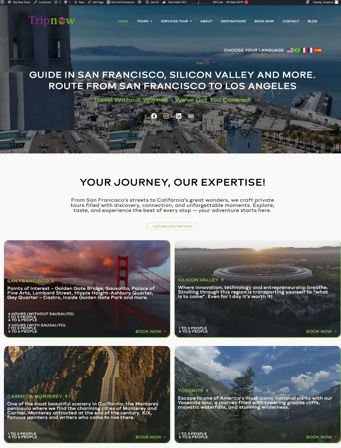 Portfolio 167 Tripnow website