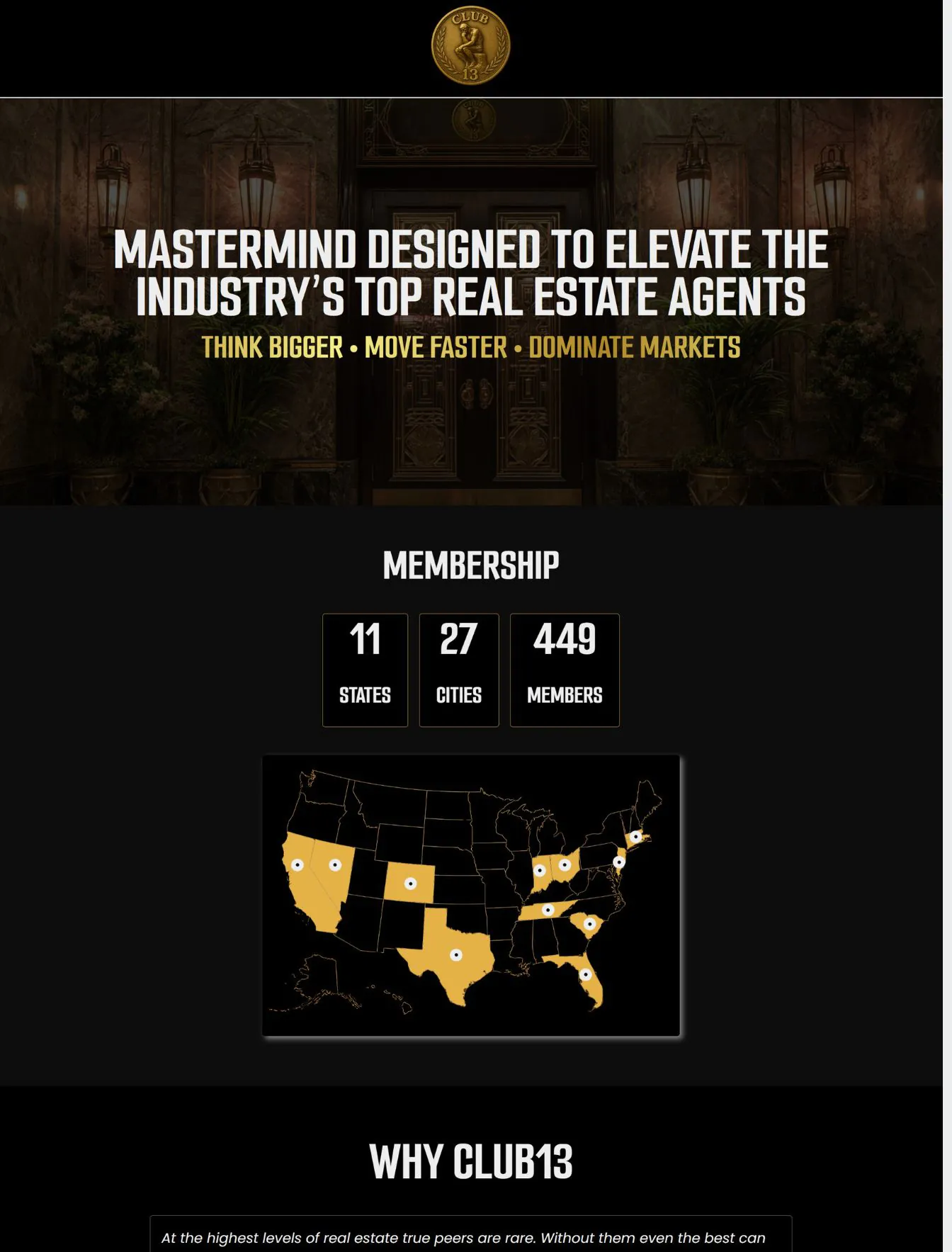 Home 11 Club13 website